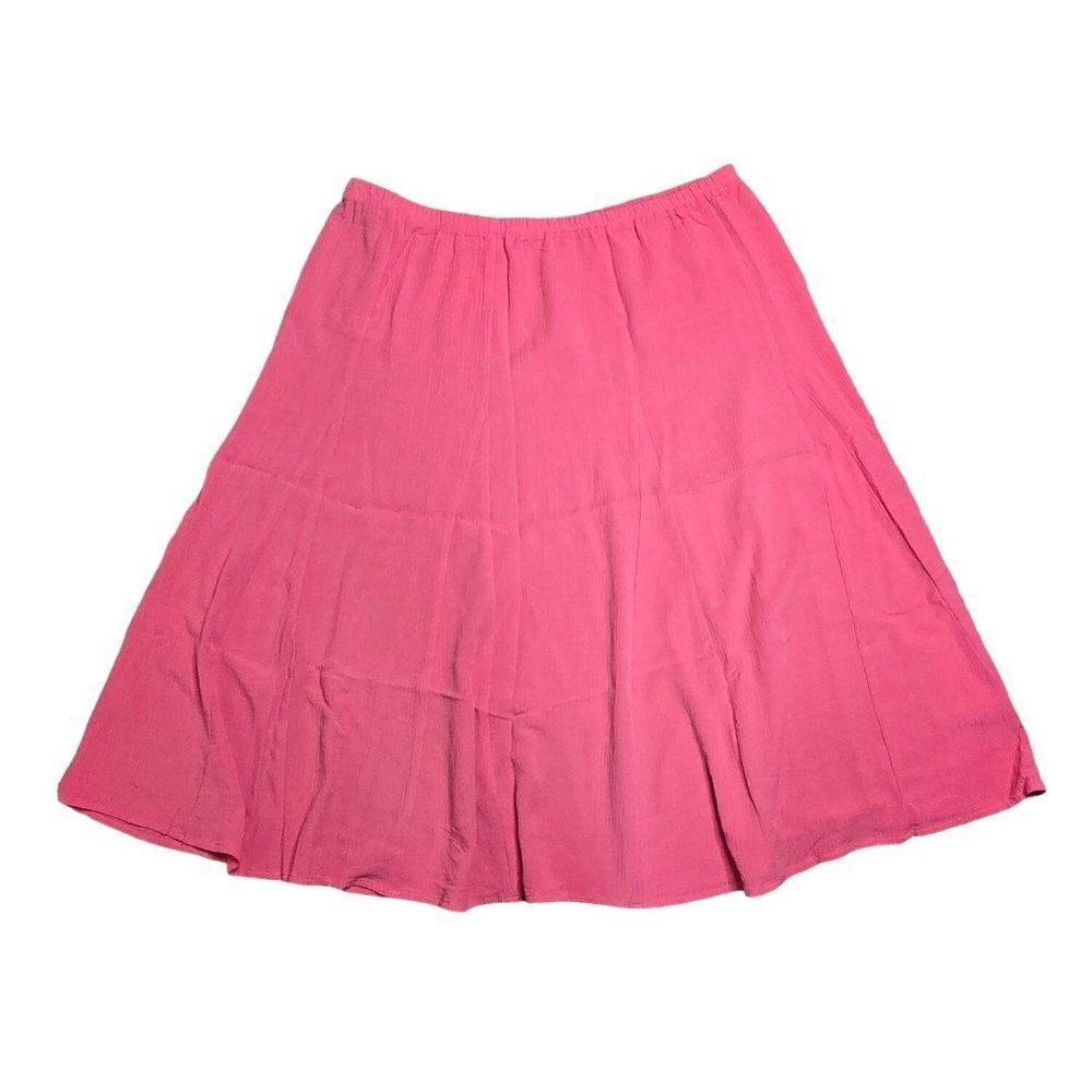 Susan Graver Womens Skirt XL Salmon Gauze Midi A Line Pull-On Elastic Waist - Picture 6 of 6